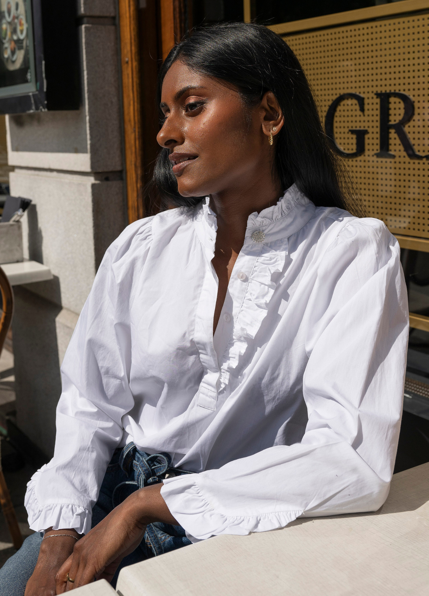 Ella Blouse Sugar White Poplin