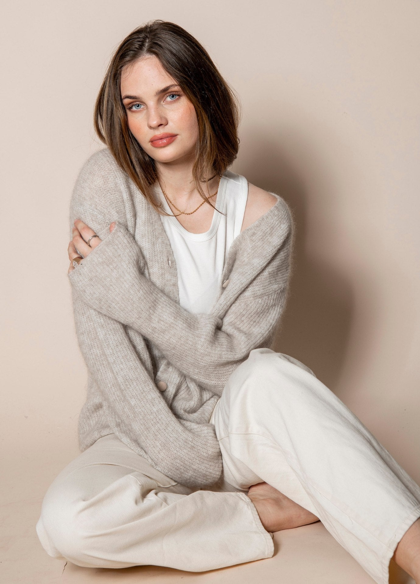 Malene Mohair Cardigan Soft Beige