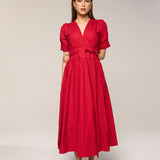 Maria Dress City Red Poplin