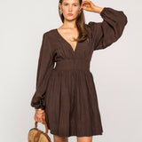Amelie Dress Espresso Linen