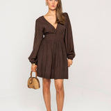 Amelie Dress Espresso Linen
