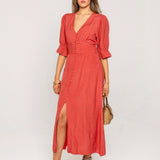 Andrea Dress Candid Apple Linen