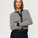 Molly Cardigan Navy Stripe