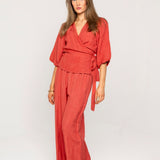Nelli Wrap Top Candid Apple Linen