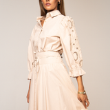 Amy Embroidered Shirt Golden Beige Poplin