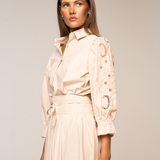 Amy Embroidered Shirt Golden Beige Poplin