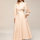 Amy Embroidered Shirt Golden Beige Poplin