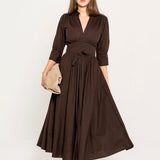 Maria Dress Chocolate Poplin