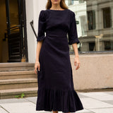 Rita Midi Dress Midnight Corduroy