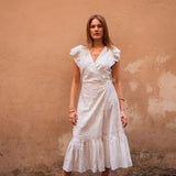 Valeria Wrap Dress Vanilla Gardenia