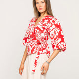 Nelli Wrap Top Rosso Fiore