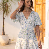Bianca Dress Blue Fleur Linen