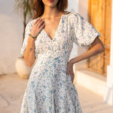 Bianca Dress Blue Fleur Linen