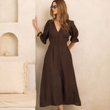 Andrea Dress Espresso Linen