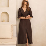 Andrea Dress Espresso Linen