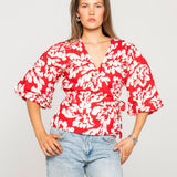 Nelli Wrap Top Rosso Fiore