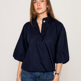Ella Blouse Marine Poplin