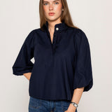 Ella Blouse Marine Poplin