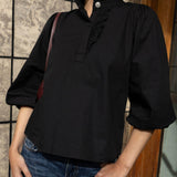 Ella Blouse Ebony Poplin