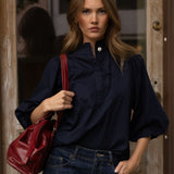 Ella Blouse Marine Poplin