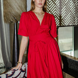 Maria Dress City Red Poplin (PRE-ORDER. DEL: WEEK 3)