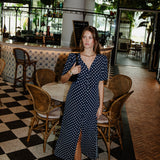 Angela Dress Polka Blue