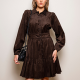 Vicky Dress Dark Mocha Corduroy (PRE-ORDER. DEL: WEEK 35)