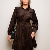 Vicky Dress Dark Mocha Corduroy (PRE-ORDER. DEL: WEEK 35)