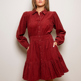Vicky Dress Ruby Corduroy (PRE-ORDER. DEL: WEEK 35)