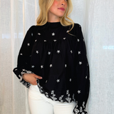 Karoline Top Noir Embroidery