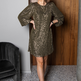 Helene Dress Sage Shimmer