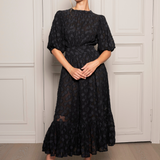 Jardin Midi Dress Noir Georgette
