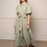 Gaia Dress Sage Poplin