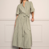 Gaia Dress Sage Poplin