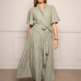 Gaia Dress Sage Poplin