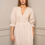 Benita Dress Sand Linen (PRE-ORDER. LEV: UKE 21)