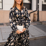 Vicky Midi Dress Antique Black Poplin