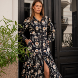 Vicky Midi Dress Antique Black Poplin