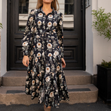 Vicky Midi Dress Antique Black Poplin
