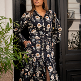 Vicky Midi Dress Antique Black Poplin