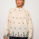 Karoline Top Buttercream Embroidery