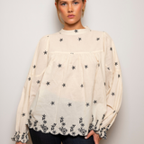 Karoline Top Buttercream Embroidery