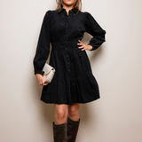 Vicky Dress Oil Black Corduroy (PRE-ORDER. DEL: WEEK 35)