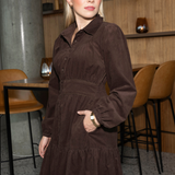 Vicky Dress Dark Mocha Corduroy