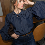 Ria Tie Up Blouse Dark Denim