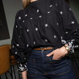 Karoline Top Noir Embroidery