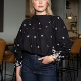 Karoline Top Noir Embroidery