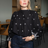Karoline Top Noir Embroidery