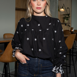 Karoline Top Noir Embroidery