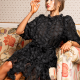 Laura Dress Black Applique (PRE-ORDER. DEL: WEEK 41)